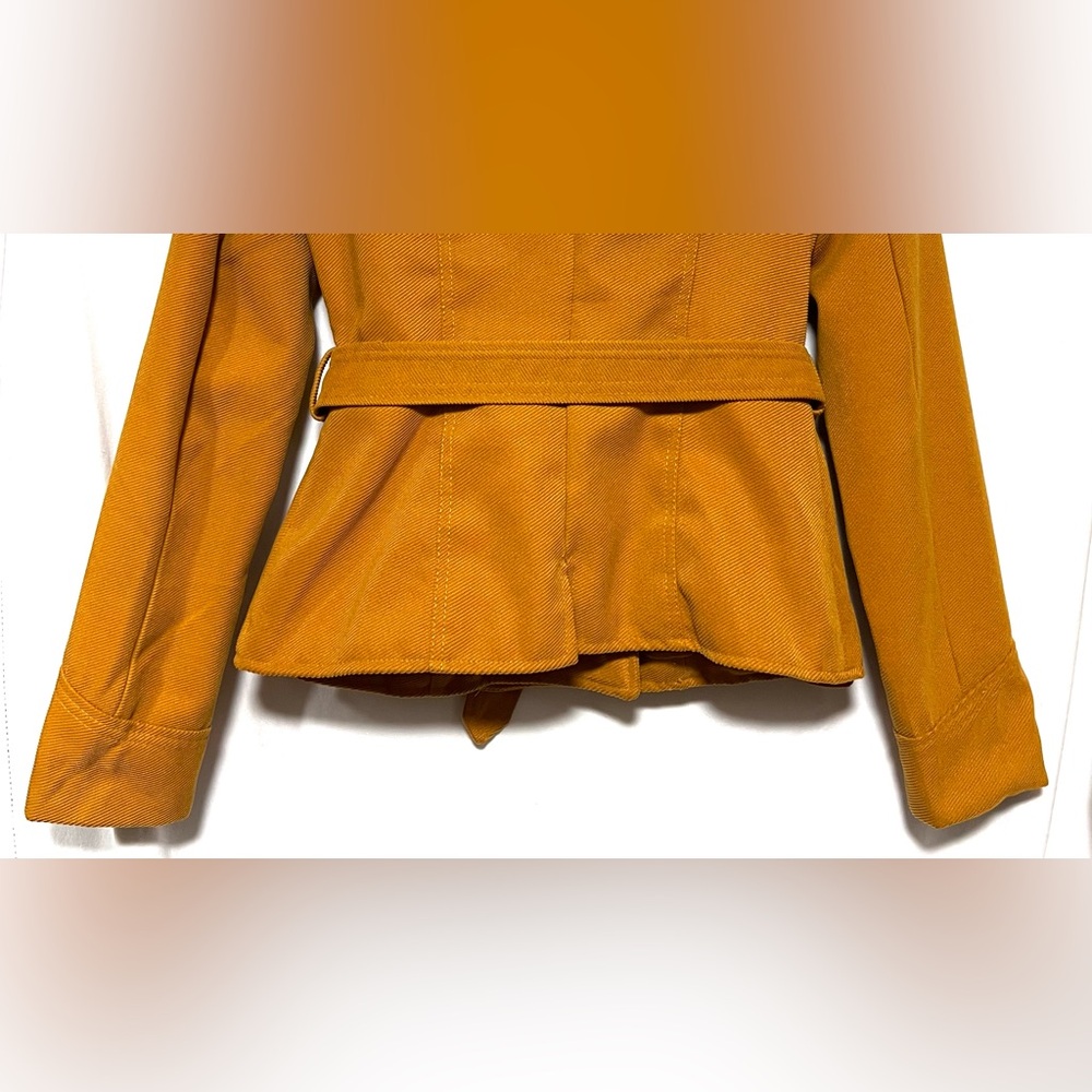 Vintage Y2K Paris Blues Mustard Yellow Wool Blend Double Breasted Pea Coat - Picture 10 of 11